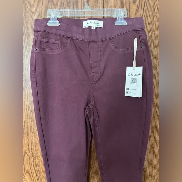 Charlie B Pull On Jeans port / purple C5302RR-618A women’s Size 2 NWT - Picture 3 of 4